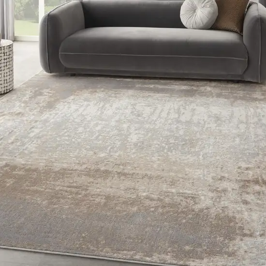 Gray and Ivory Abstract Non Skid Area Rug Photo 8