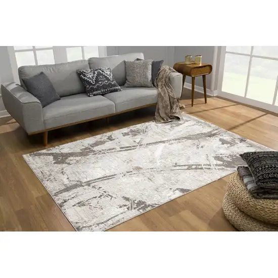 Gray and Ivory Abstract Organic Area Rug Photo 3