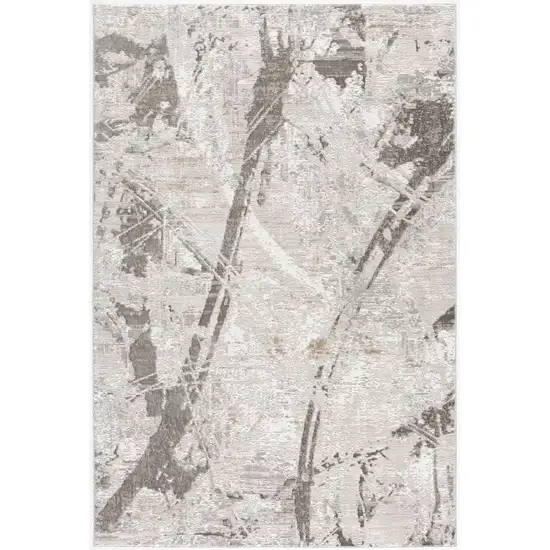 Gray and Ivory Abstract Organic Area Rug Photo 2