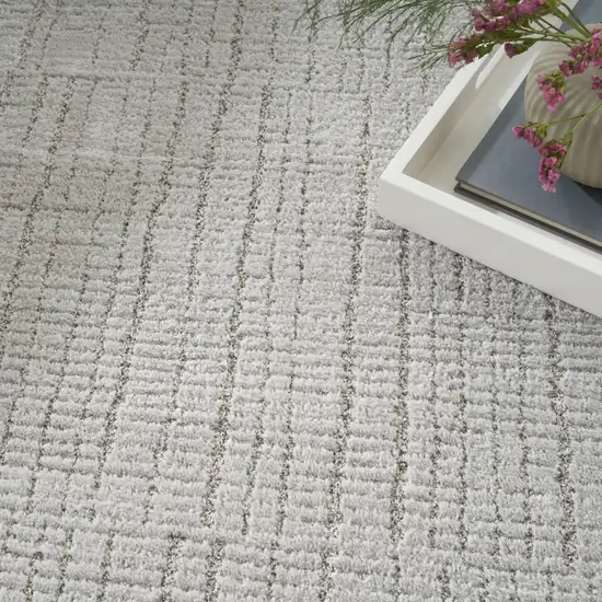 Gray and Ivory Abstract Power Loom Area Rug Photo 6