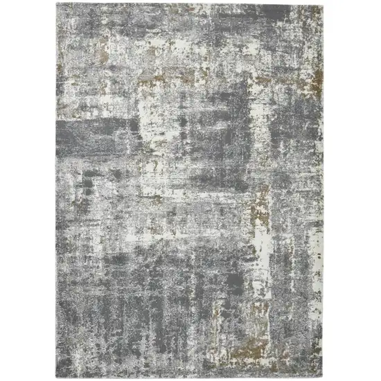 Gray and Ivory Abstract Power Loom Area Rug Photo 1