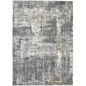 Photo of Gray and Ivory Abstract Power Loom Area Rug