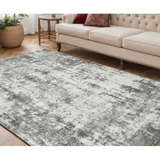 Ivory and Gray Abstract Power Loom Area Rug Photo 1