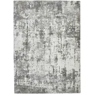 Photo of Gray and Ivory Abstract Power Loom Area Rug