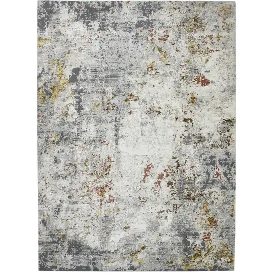 Gray and Ivory Abstract Power Loom Area Rug Photo 1