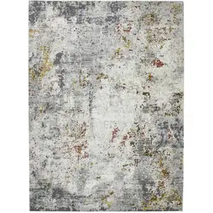 Photo of Gray and Ivory Abstract Power Loom Area Rug