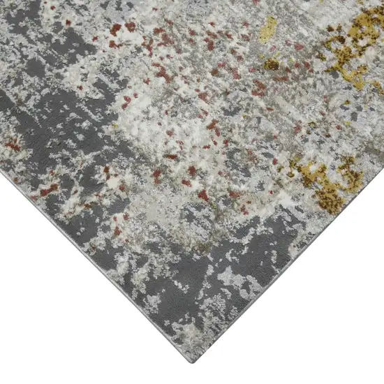 Gray and Ivory Abstract Power Loom Area Rug Photo 4