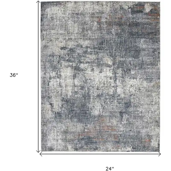 Gray and Ivory Abstract Power Loom Area Rug Photo 6