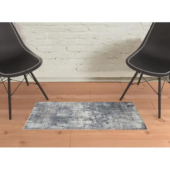 Gray and Ivory Abstract Power Loom Area Rug Photo 2