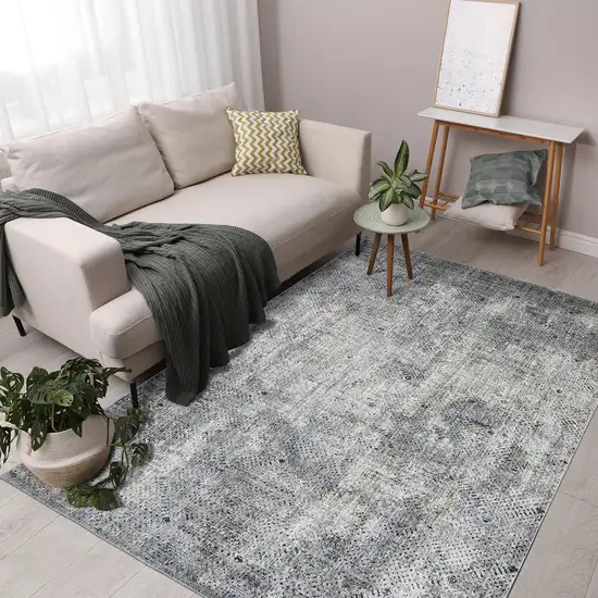 Gray and Ivory Abstract Power Loom Area Rug Photo 5