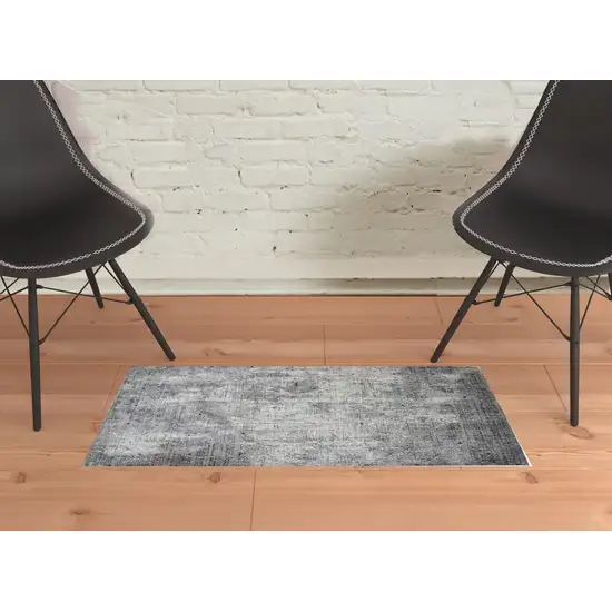 Gray and Ivory Abstract Power Loom Area Rug Photo 2