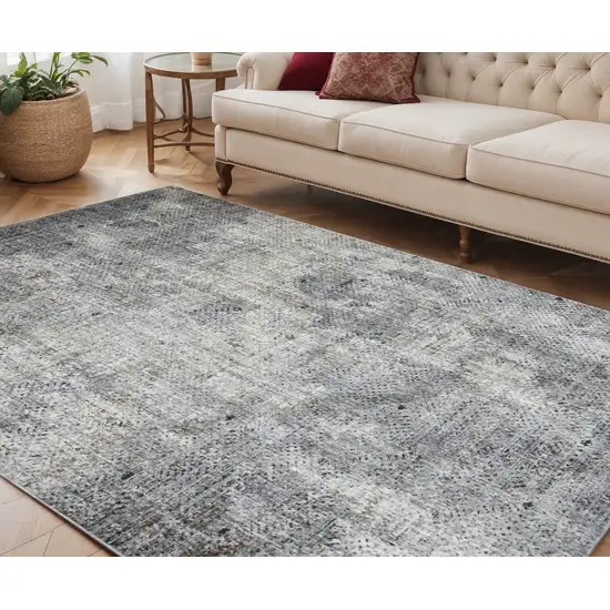 Ivory Black and Gray Abstract Power Loom Area Rug Photo 1