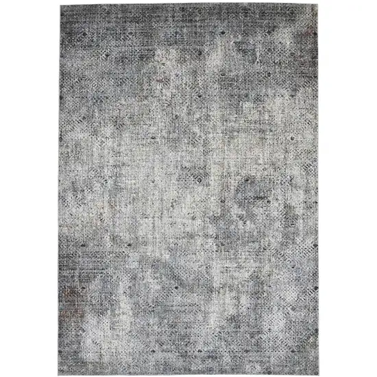 Gray and Ivory Abstract Power Loom Area Rug Photo 1