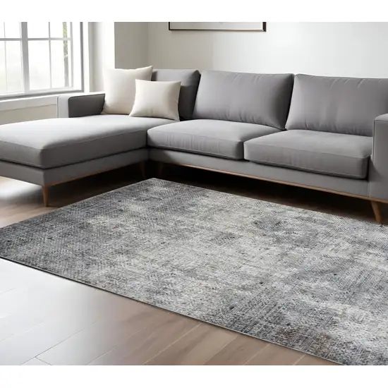 Ivory Black and Gray Abstract Power Loom Area Rug Photo 1