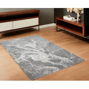 Photo of Gray and Ivory Abstract Power Loom Area Rug