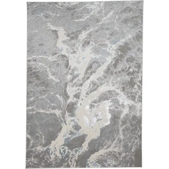 Gray and Ivory Abstract Power Loom Area Rug Photo 5