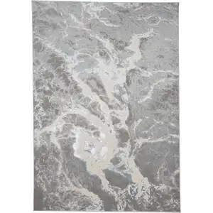 Photo of Gray and Ivory Abstract Power Loom Area Rug