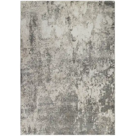 Gray and Ivory Abstract Power Loom Area Rug Photo 1