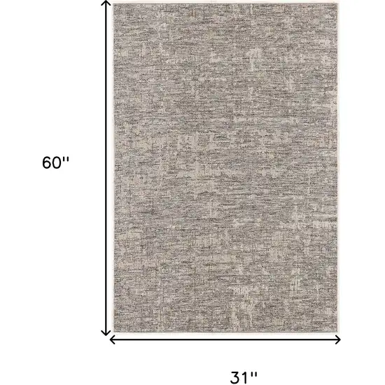 Gray and Ivory Abstract Power Loom Area Rug Photo 3