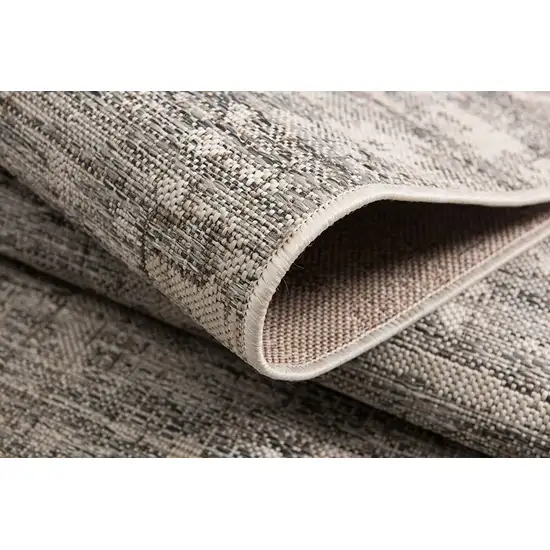 Gray and Ivory Abstract Power Loom Area Rug Photo 5