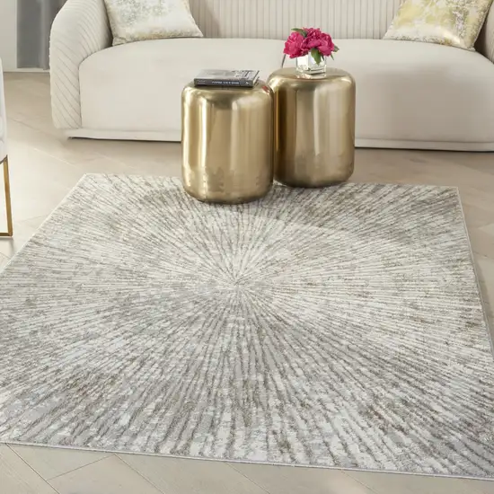 Gray And Ivory Abstract Area Rug Photo 8