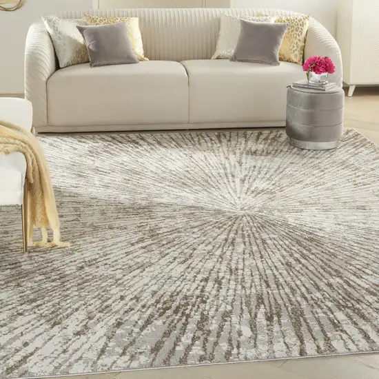 Gray And Ivory Abstract Area Rug Photo 8