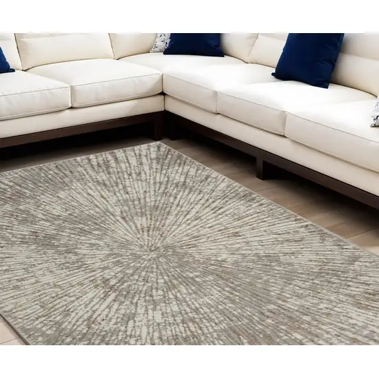 Gray and Ivory Abstract Power Loom Area Rug Photo 1