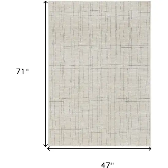 Gray and Ivory Abstract Power Loom Area Rug Photo 3