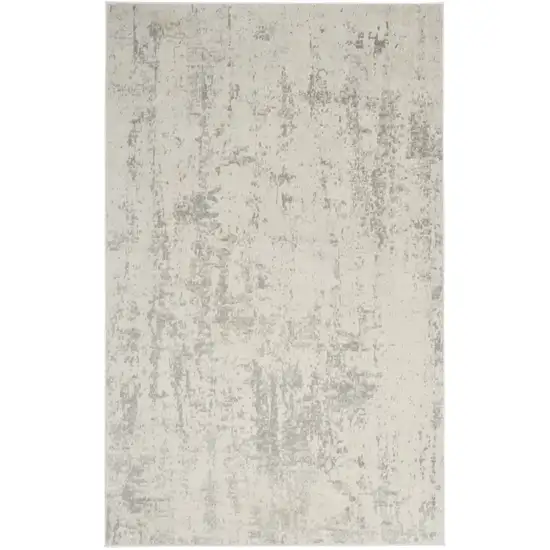 Gray and Ivory Abstract Power Loom Area Rug Photo 2