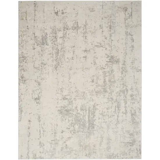 Gray and Ivory Abstract Power Loom Area Rug Photo 2