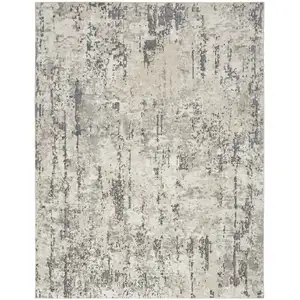 Photo of Gray and Ivory Abstract Power Loom Area Rug