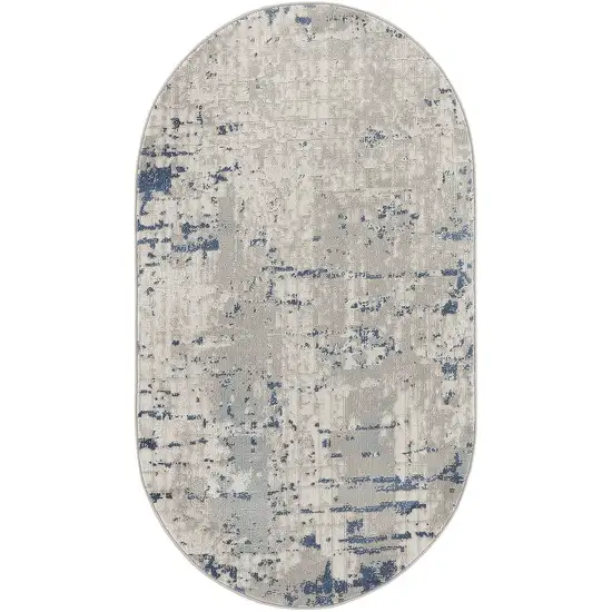 Gray and Ivory Abstract Power Loom Area Rug Photo 6