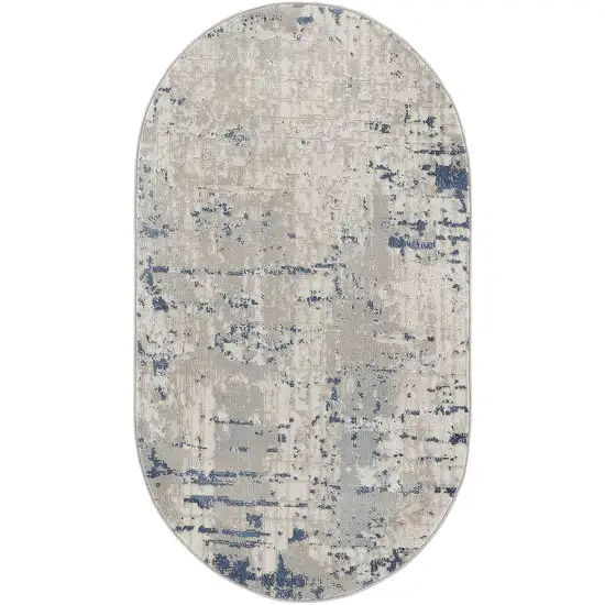 Gray and Ivory Abstract Power Loom Area Rug Photo 2