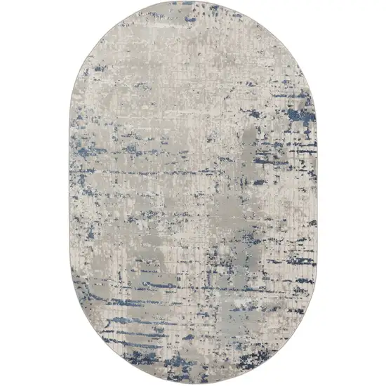 Gray and Ivory Abstract Power Loom Area Rug Photo 3