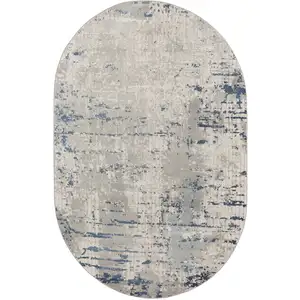 Photo of Gray and Ivory Abstract Power Loom Area Rug