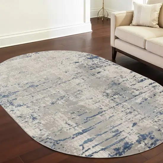 Gray and Ivory Abstract Power Loom Area Rug Photo 1