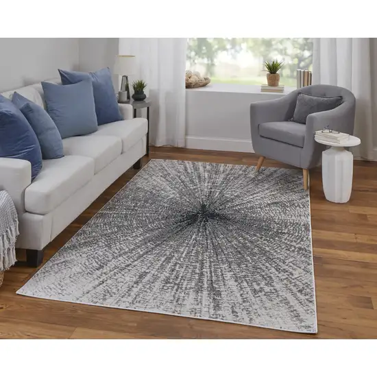 Gray and Ivory Abstract Power Loom Area Rug Photo 7