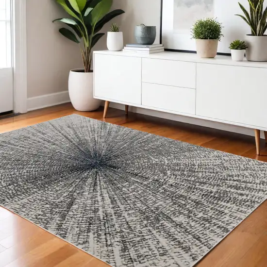 Gray and Ivory Abstract Power Loom Area Rug Photo 1