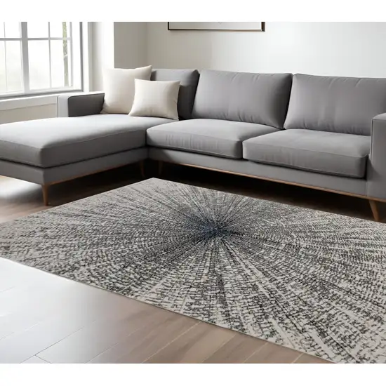 Gray and Ivory Abstract Power Loom Area Rug Photo 1