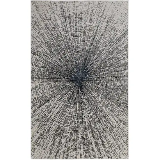 Gray and Ivory Abstract Power Loom Area Rug Photo 2