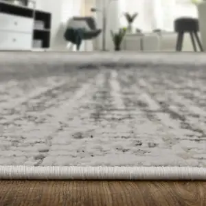 Photo of Gray and Ivory Abstract Power Loom Area Rug