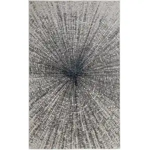 Photo of Gray and Ivory Abstract Power Loom Area Rug