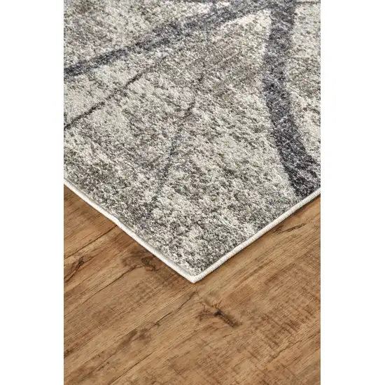 Gray and Ivory Abstract Power Loom Area Rug Photo 7