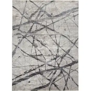 Photo of Gray and Ivory Abstract Power Loom Area Rug