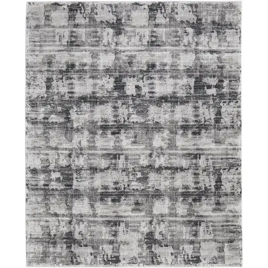 Gray and Ivory Abstract Power Loom Area Rug Photo 6