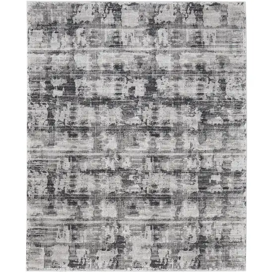 Gray and Ivory Abstract Power Loom Area Rug Photo 4