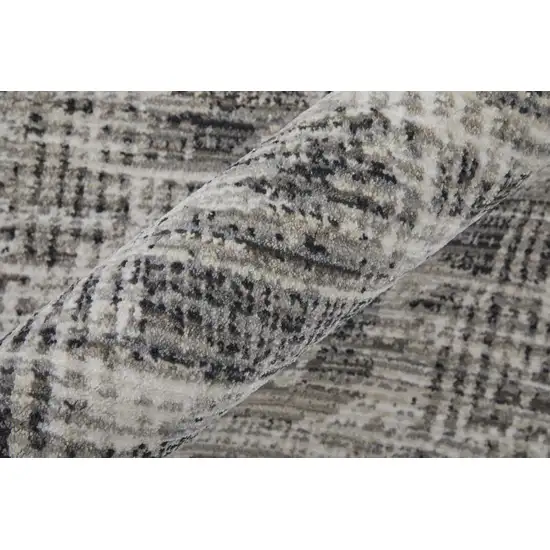 Gray and Ivory Abstract Power Loom Area Rug Photo 8