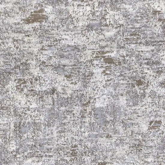 Gray and Ivory Abstract Power Loom Distressed Runner Rug Photo 5