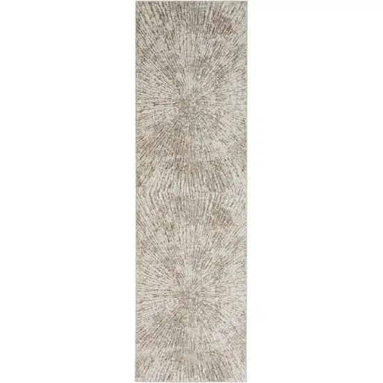 8' Gray And Ivory Abstract Runner Rug Photo 2