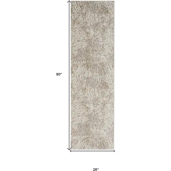 8' Gray And Ivory Abstract Runner Rug Photo 3